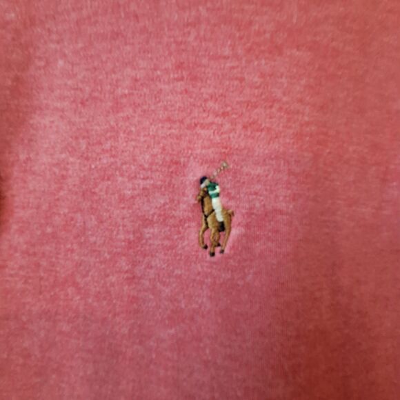 Polo Ralph Lauren Mens Shirt XL Custom Slim Fit Salmon Coral Multicolor Pony - Picture 4 of 8